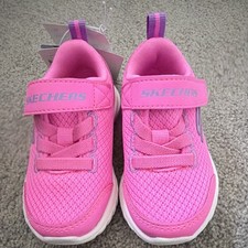 Skechers Girls Sneakers Pink Purple White Hook Loop Athletic Size 5 EU 21