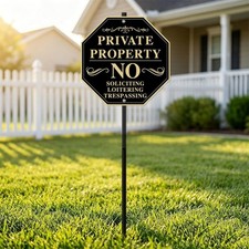 Private Property No Trespassing Sign with Stake, 11X11 Inch/30 Inch High, No