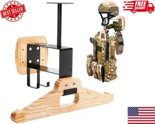 Tactical Gear Wall Mount, Wooden Motorcycle Helmet Holder Stand, Heavy Duty Helm