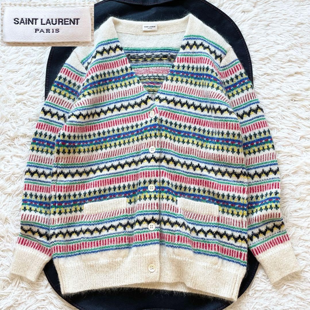 SAINT LAURENT 2016AW Cardigan in lana mohair multicolore donna taglia XS