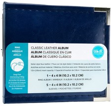 We R Classic Leather D-Ring Album 4"X4"-Navy