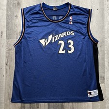 Vintage Michael Jordan Champion Jersey Mens 2XL Blue Washington Wizards NBA