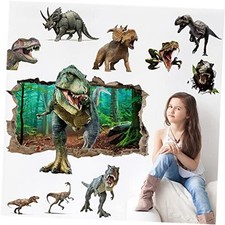 3D Dinosaur Wall Stickers Peel and Stick Vinyl Large Dino Stickers Clear