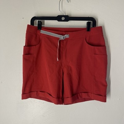 Zyia Active Shorts Women's Large Red Cuffed Belted Stretch Hiking MIDI Shorts