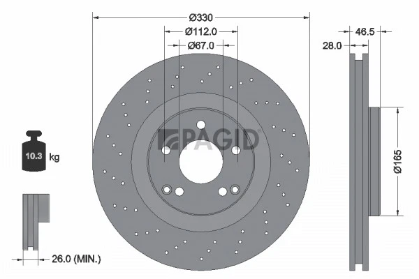 2x PAGID Disque Aéré Internement Perforé Ø330mm pour Mercedes-Benz - Photo 1/1