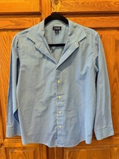 Chaps Men's Blue & White Thin Stripe Long Sleeve Dress Shirt L Cotton Blend