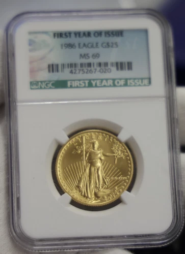 1986 US Gold Eagle 1/2 oz $25 First Year NGC MS69