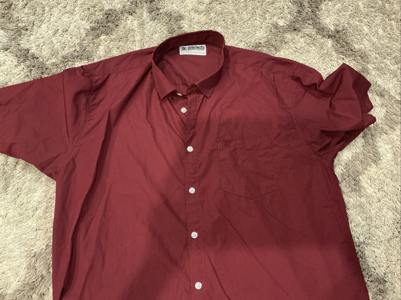 Dixxon Solid Button Down D-Lux Burgundy Short Sle… - image 1
