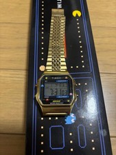 Timex T80 Pac-Man Quartz Watch Gold Dial 34mm With Box Digital Display