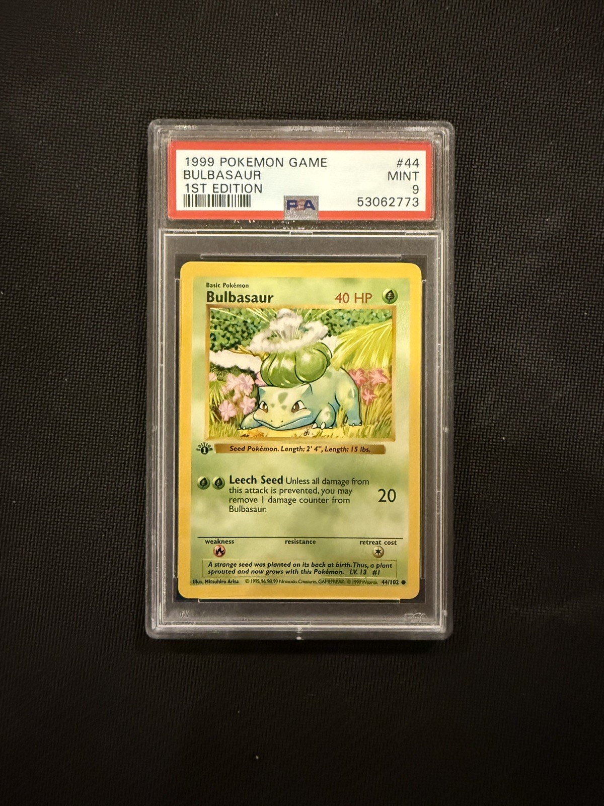 1999 POKEMON BASE SET 1ST EDITION #44 BULBASAUR PSA 9