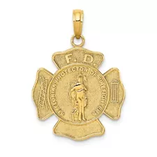 10k Yellow Gold St. Florian Protect Us/Fire Dept. Pendant Perfect Gift for Her