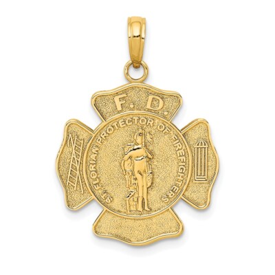 10k Yellow Gold St. Florian Protect Us/Fire Dept. Pendant Perfect Gift for Her