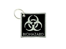 Keychain keyring embroidered embroidery patch double sided biker biohazard r1
