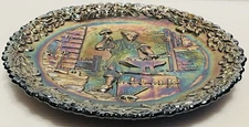 Fenton Carnival Vintage 1972 Glass Plate Blacksmith American Craftsman #3 Series