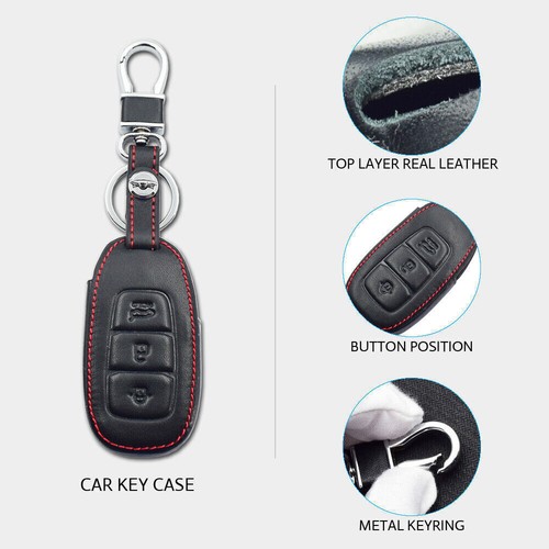 Funda protectora de cuero PU 3 botones control remoto sin llave negra para Hyundai S - Imagen 3 de 6