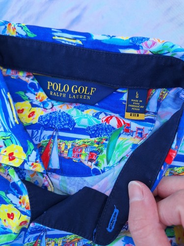 Mens Polo Golf Ralph Lauren Hawaiian Shirt SZ L All Over Beach Yacht Club Sail - Picture 3 of 8