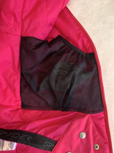 Spyder Girls Winter Ski Snow Insulated Full Zip Jacket SZ 12 Pink Removable Hood - Picture 12 of 16