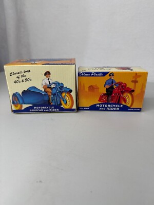 Dimestore Dreams Motorcycle With Sidecar & Rider Deluxe Plastic Toy Ages 5+ Vint
