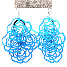 Bohemian Long lightweight blue color Flower shape Hook Dangle fashion Earrings