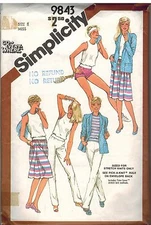 9843 Vintage Simplicity Sewing Pattern Misses Pullover Top Pull on Pants Shorts