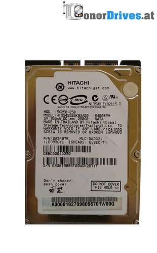 Hitachi 5K250-250- HTS542525K9SA00- 250 GB - SATA - 220 0A90002 01 Rev.*