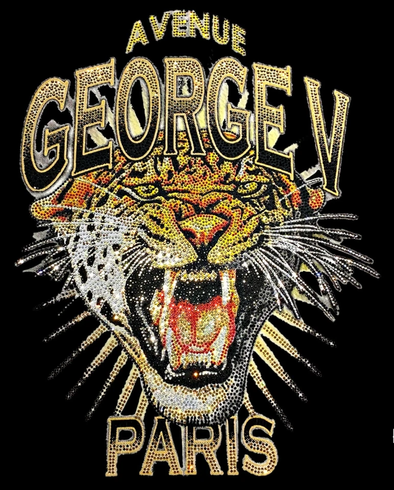 Juego corto Avenue George V Paris negro para hombre conjunto de 2 piezas estrás tigre XL Foto 2 de 3