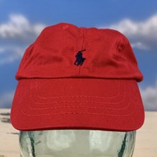 POLO RALPH LAUREN - Red Strapback Low Profile Hat, Youth Kids Boys 4-7