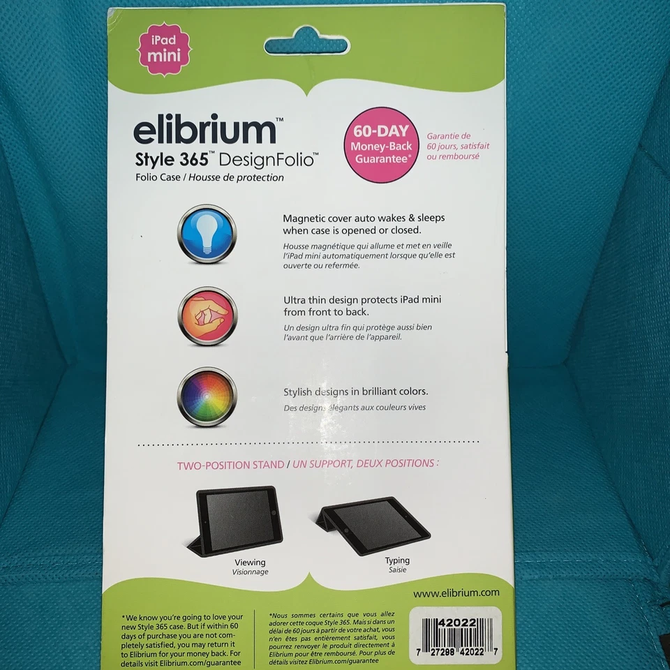 New Elibrium / Claire Bella iPad Mini Case- Style 365 Design Folio BLACK #C2 - Image 4 of 4