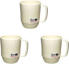 3 Pack Plastic Microwavable Water Mug 12oz White BPA Free Made in Japan S-3090x3