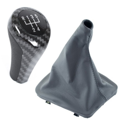 Für BMW E46 1998-2005 Schaltknauf Carbon Look 5-Gang + Schaltmanschette Grau