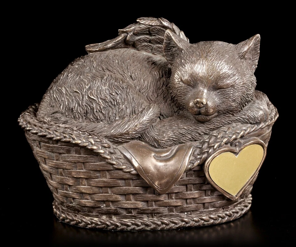 Gatos Urna - Katzenengel En Cesta Con Placa Grabada - Urna para Animales - Imagen 2 de 4