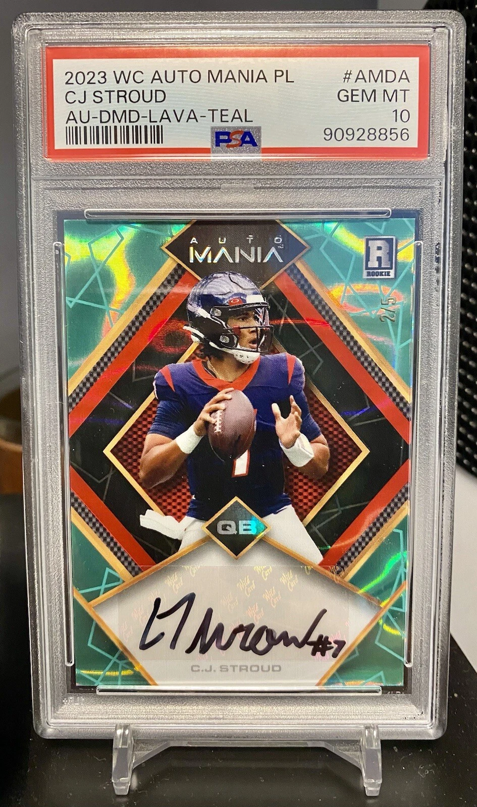 CJ Stroud Wild Card Auto Mania Pro Look Autographs #AMDA Diamond-Kaleidoscope-Red