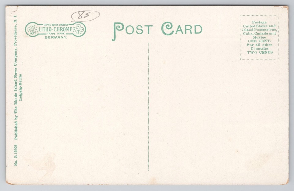 West Broad Street Westerly Rhode Island RI Postcard Trolley Street Car