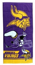Toalla de playa 100 % algodón de lujo con licencia Minnesota Vikings NFL - NUEVA CON ETIQUETAS