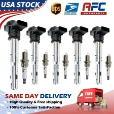 spark plugs + Ignition Coils for VW Jetta Beetle Passat Golf L5 2.5L Audi UF575