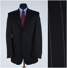 Mens Dark Brown Blazer 40R UK Size ZIGNONE Striped Wool Sport Coat Jacket