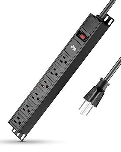 6-Outlet Metal Power Strip Surge Protector, Metal Mounting Brackets, 6 Foot E...