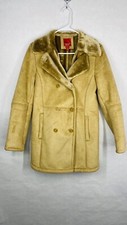 Esprit Vintage Coat Women Size S Light Brown Faux Shearling Y2k Double Breasted