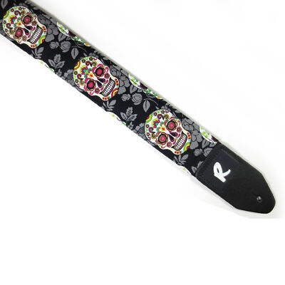 Mexican Sugar Skulls Guitar Strap - Rainbow Sugar Skull -Dia De Los Muertos
