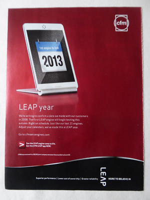 7/2013 PUB CFMI SAFRAN GENERAL ELECTRIC LEAP FLUGZEUG MOTOR TEST ORIGINAL ANZEIGE