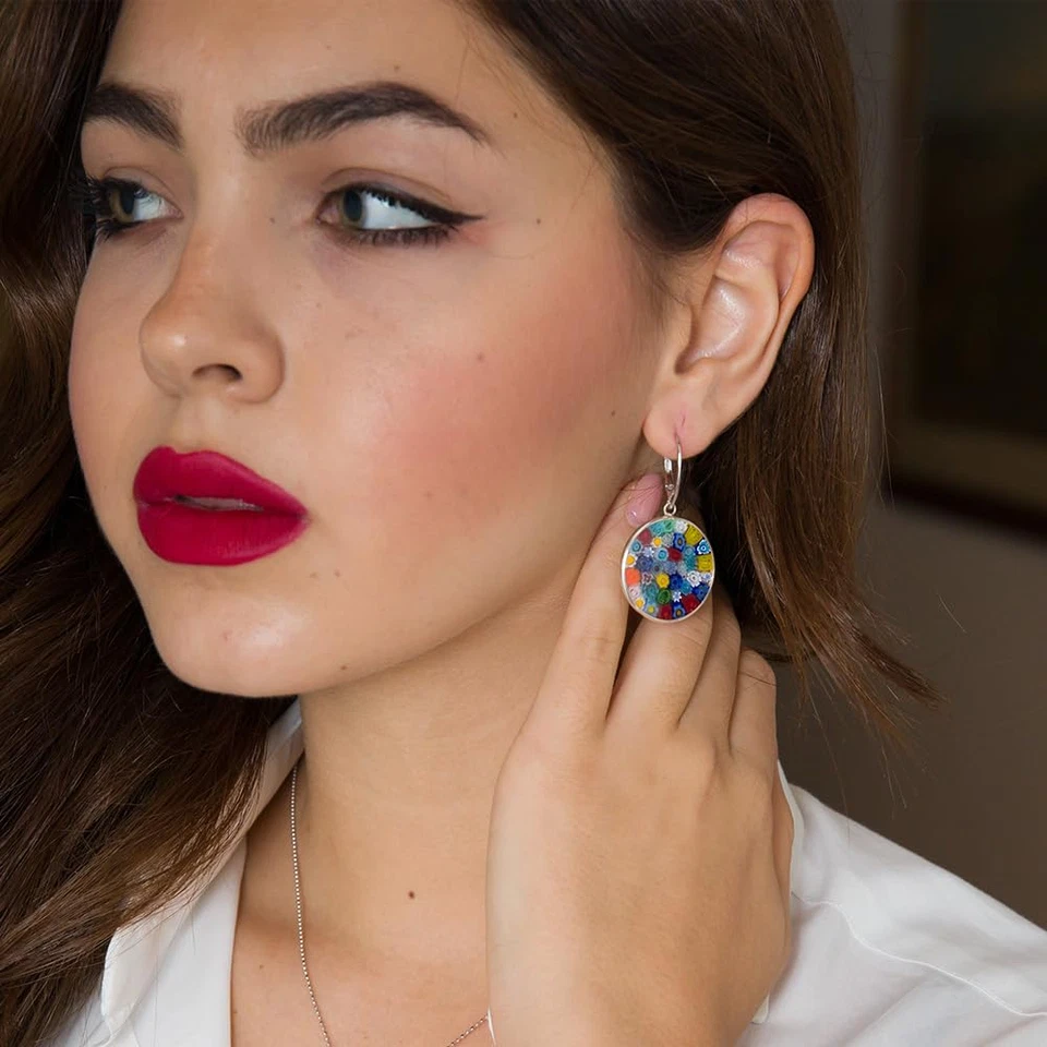 Venetiaurum - Orecchini Murrine per Donna in Vetro Originale Di Murano E Argento - Immagine 2 di 4