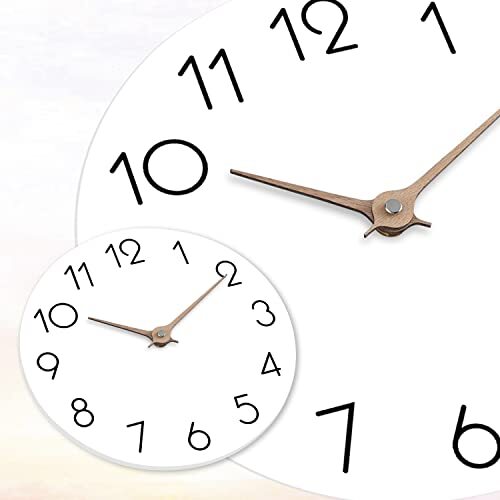 12 Inch Wall Clock - Wooden Silent Wall Clocks Battery Operated Non 12" D_white - Bild 5 von 7