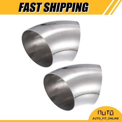 TWO OD 4'' 45° Mandrel Bend Elbow SS304 Stainless Steel Exhaust Tube Universal