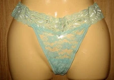XOXO - NEW  -  XL -  LIGHT AQUA - STRETCH  LACE  THONG PANTY 