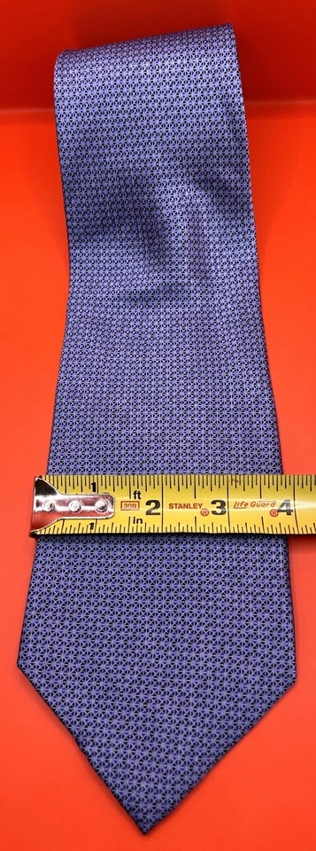 Corbata hecha a mano 100 % seda con patrón azul Stonehenge para hombre nueva con etiquetas Foto 3 de 3