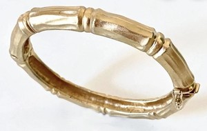 Authentic Brand Rare Vintage 90’s Women’s CINER Brushed 18K Gold Plated Bamboo Bangle