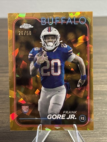 2024 Topps Chrome Frank Gore Jr. Rookie Card (RC) Gold Wave Refractor 26 /50