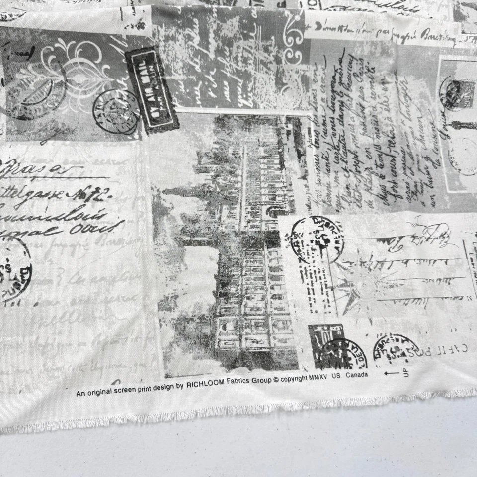 richloom upholstery fabric travel stamps gray 36x55 1 yard - Image 4 of 4