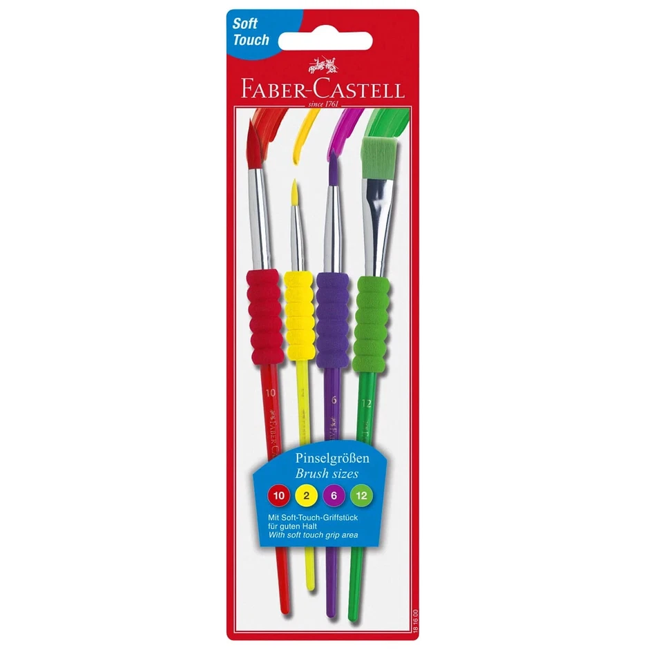 4-Piece Set Faber - Castell Soft Touch Handle Brush Set Sizes 2, 6, 10, 12 - Image 1 of 1