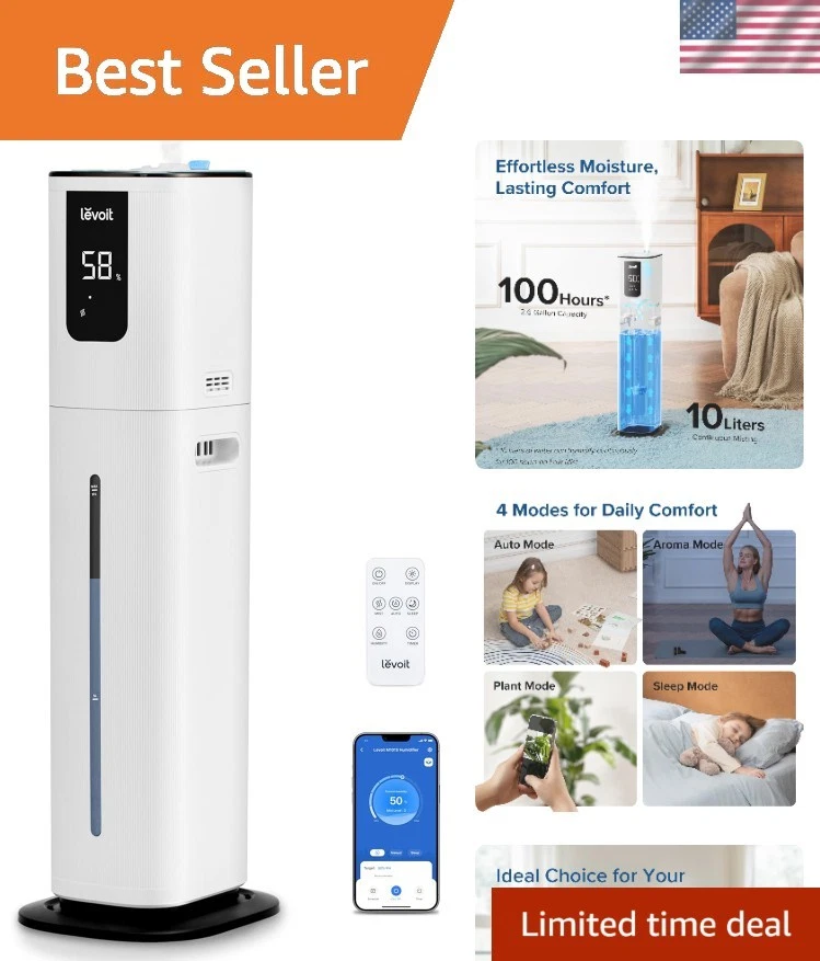 OasisMist 1000S 10L Smart Humidifier: Quiet, Voice-Controlled Comfort for 600ft²